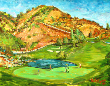 BLACK AND GOLD GOLF CLUB BREA CA. Malerei mit dem Titel "BLACK AND GOLD GOLF…" von Richard Flynn Flynn, Original-Kunstwerk, Öl Auf Keilrahmen aus Holz montiert