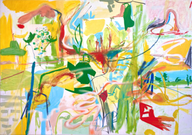 Painting titled "A healthy garden" by Armand Brac, Original Artwork, Oil Mounted on Wood Stretcher frame
