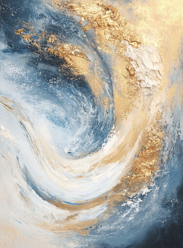 数字艺术 标题为“Abstract Blue and G…” 由Alfina Lumy, 原创艺术品, 数字油画