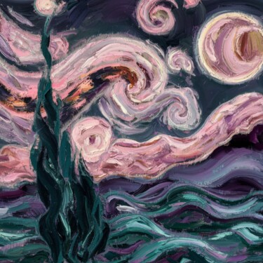 Arts numériques intitulée "Starry Night love" par Dinem, Œuvre d'art originale, Image générée par l'IA