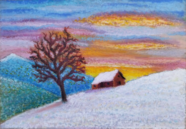 House on the Hill Painting titled "House on the Hill" by Adonis Tukhvatshyn, Original Artwork, Pastel