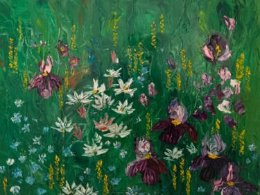 Peinture intitulée "Morning flowers" par Lera Kirci, Œuvre d'art originale, Huile Monté sur Panneau de bois