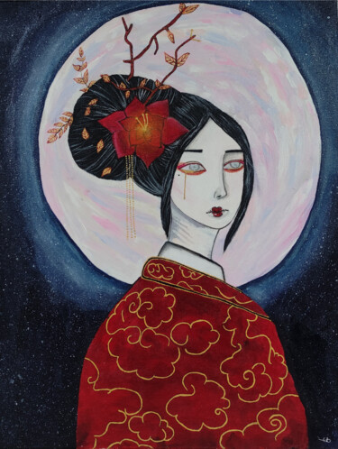绘画 标题为“" Weeping Geisha "…” 由Inès Choubani, 原创艺术品, 丙烯