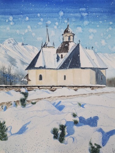绘画 标题为“Church Notre-Dame-d…” 由Liliya Hudry, 原创艺术品, 水彩