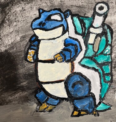 绘画 标题为“Blastoise” 由Nick Feurer, 原创艺术品, 丙烯 安装在木质担架架上