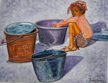 "Menina Lavando Louça" başlıklı Tablo Freddy Monteiro Ovando tarafından, Orijinal sanat, Petrol