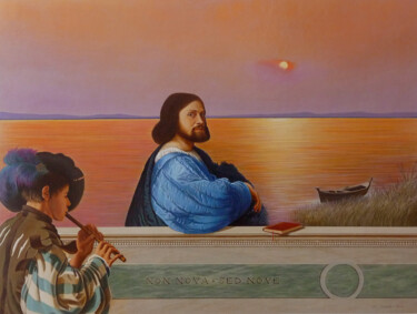 Painting titled "Non nova sed nove" by Christian Vidal, Original Artwork, Acrylic Mounted on Cardboard