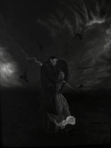 图画 标题为“Storm” 由Alona Shuplyk, 原创艺术品, 铅笔 安装在木板上