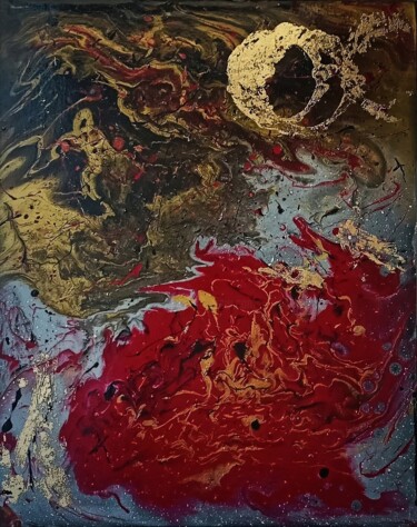 Schilderij getiteld "Midnight sun" door Yana Ulybina, Origineel Kunstwerk, Acryl