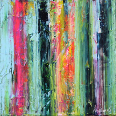 Schilderij getiteld "Verticool V" door Vinet-Larente, Origineel Kunstwerk, Acryl Gemonteerd op Frame voor houten brancard