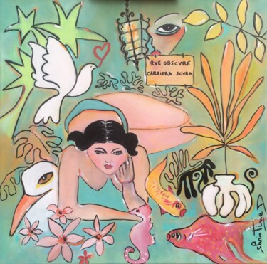 Peinture intitulée "La demoiselle de Vo…" par Christine Durand, Œuvre d'art originale, Huile