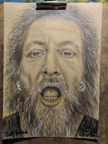 图画 标题为“Marek Self Portrait…” 由Marek Spetel, 原创艺术品, 铅笔 安装在有机玻璃上
