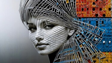 Digitale Kunst mit dem Titel "Immerzu Buchstaben,…" von Christine Stock (Limonezitrone), Original-Kunstwerk, KI-generiertes…