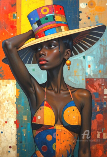 Arts numériques intitulée "GEOMETRIC ELEGANCE" par Dulce, Œuvre d'art originale, Image générée par l'IA Monté sur Verre