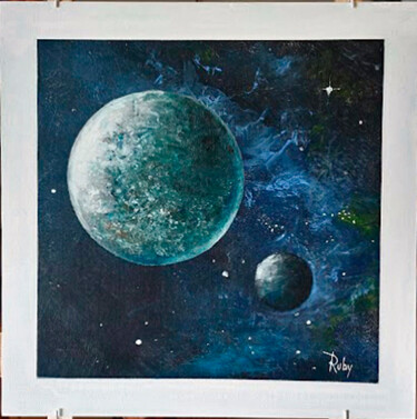 Pittura intitolato "Planète 3" da Claude Ruby, Opera d'arte originale, Acrilico Montato su Pannello di legno
