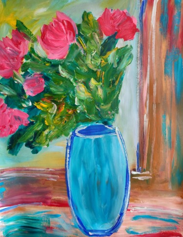 Painting titled "Roses in light" by Natalya Mougenot, Original Artwork, Acrylic