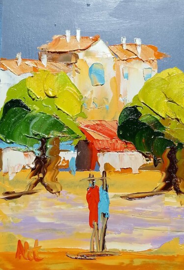 「Places des Lices」というタイトルの絵画 Natによって, オリジナルのアートワーク, オイル