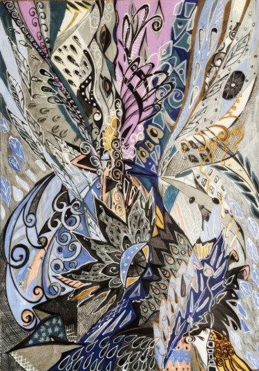 Σχέδιο με τίτλο "Musical abstraction" από Irina Shumskaya, Αυθεντικά έργα τέχνης, Ακρυλικό Τοποθετήθηκε στο Χαρτόνι