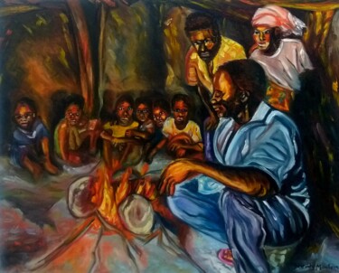 Картина под названием "Aguardando a janta" - Freddy Monteiro Ovando, Подлинное произведение искусства, Масло Установлен на Д…