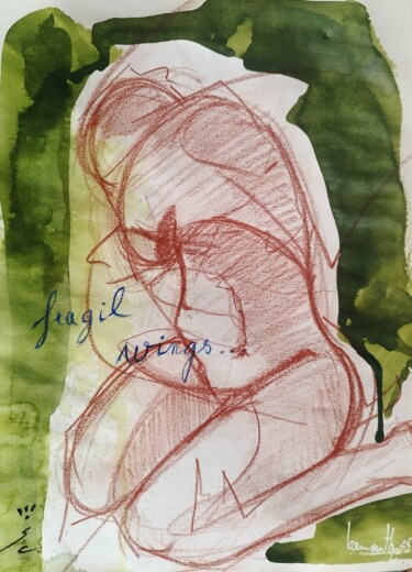 Dessin intitulée "Fragile wings" par Benarth, Œuvre d'art originale, Crayon