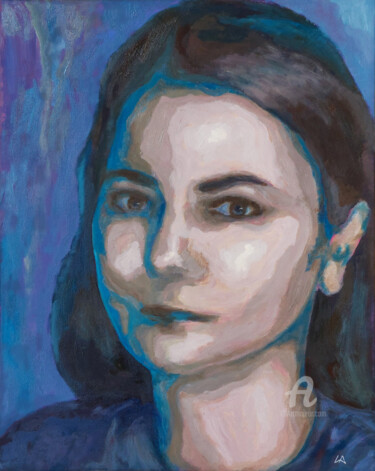 绘画 标题为“Self-portrait. Авто…” 由Irina Aniri, 原创艺术品, 油 安装在纸板上