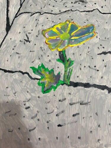 绘画 标题为“Flower in Baltimore” 由Nick Feurer, 原创艺术品, 丙烯 安装在纸板上