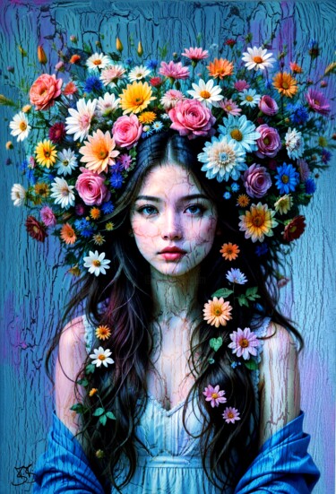 数字艺术 标题为“Power Flower Girl 0…” 由Burkhard Baier, 原创艺术品, 2D数字工作