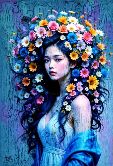 数字艺术 标题为“Power Flower Girl 0…” 由Burkhard Baier, 原创艺术品, 2D数字工作