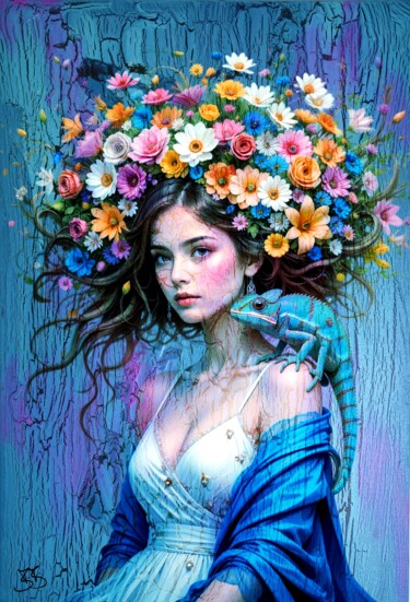 数字艺术 标题为“Power Flower Girl 0…” 由Burkhard Baier, 原创艺术品, 2D数字工作