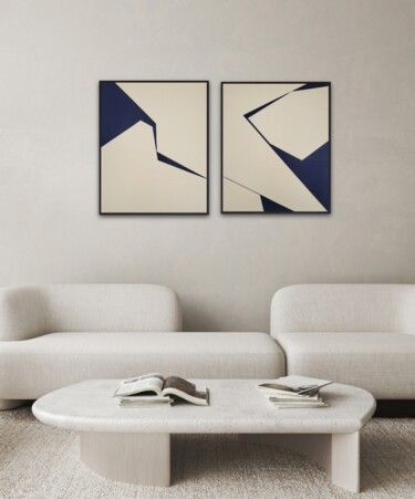 Divergence 1 modern abstract diptych Pittura intitolato "Divergence 1 modern…" da Veronika Obushikhina, Opera d'arte originale, Acrilico