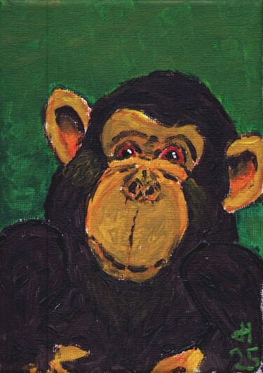 Malerei mit dem Titel "Resi lächelt" von Dieter Hamm, Original-Kunstwerk, Acryl Auf Keilrahmen aus Holz montiert