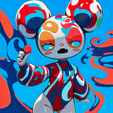 Neon Glare Heroine — URBAN KAWAII by Miroslava Digitale Kunst getiteld "Neon Glare Heroine…" door Miroslava Kettounen, Origineel Kunstwerk, 2D Digital Work