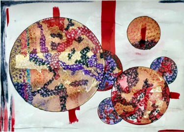 Painting titled "Kimekomis 1" by Clotilde Cazamajour, Original Artwork, Ink