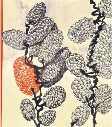 Painting titled "Beauté empoisonnée…" by Clotilde Cazamajour, Original Artwork, Ink Mounted on Cardboard