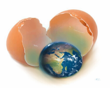Digitale Kunst getiteld "BIRTH OF PLANET" door Cesare Maestrelli, Origineel Kunstwerk, Foto Montage