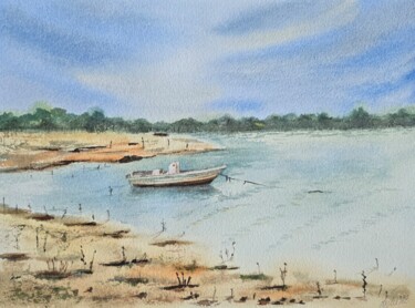 Peinture intitulée "Al Thakira, Qatar" par Nataliya Gulina, Œuvre d'art originale, Aquarelle