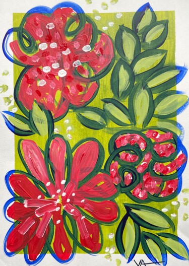 绘画 标题为“Red flowers. Flower…” 由Anna Veber, 原创艺术品, 丙烯