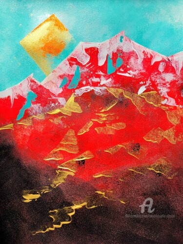 Le Mont Blanc en Rouge "Le Mont Blanc en Ro…" başlıklı Tablo Emmanuelle Donzé tarafından, Orijinal sanat, Akrilik