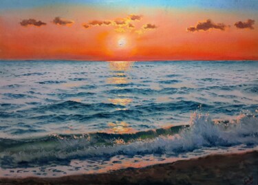 제목이 "Sunset 07"인 미술작품 Garry Arzumanyan로, 원작, 기름 나무 들것 프레임에 장착됨