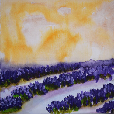 Painting titled "Lavender field in g…" by Tusya Lav, Original Artwork, Acrylic
