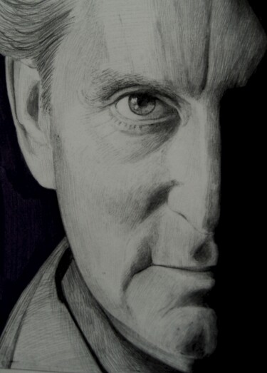 Dessin intitulée "Michael Douglas" par Milto Sideris, Œuvre d'art originale, Stylo à bille