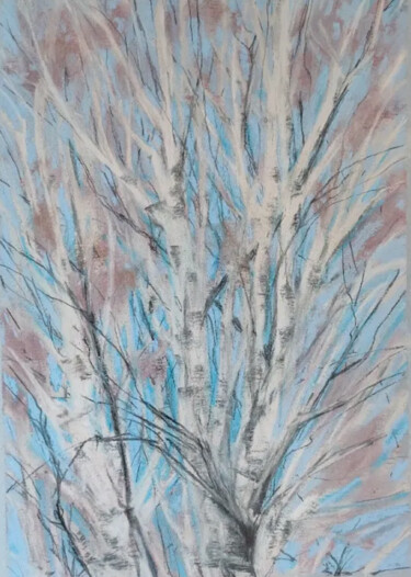 Bare Tree Against Blue Sky, 39x27 Painting titled "Bare Tree Against B…" by Svetlana Uvarova, Original Artwork, Pastel