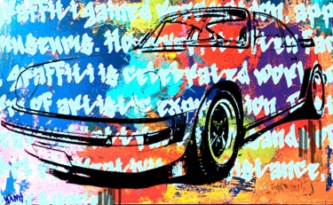 Tableau art street, voiture de sport Arte digitale intitolato "Tableau art street,…" da Yank, Opera d'arte originale, Collage digitale Montato su Telaio per bare…