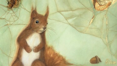 绘画 标题为“Red Squirrel” 由Anna Isaac, 原创艺术品, 粉彩