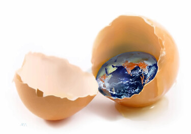 Digitale Kunst getiteld "BIRTH OF PLANET 2" door Cesare Maestrelli, Origineel Kunstwerk, Foto Montage