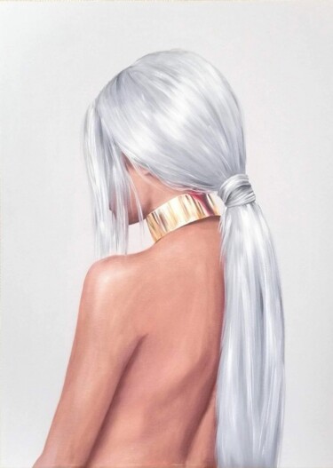 Blonde girl with bare back 绘画 标题为“Blonde girl with ba…” 由Алёна Данкова, 原创艺术品, 油