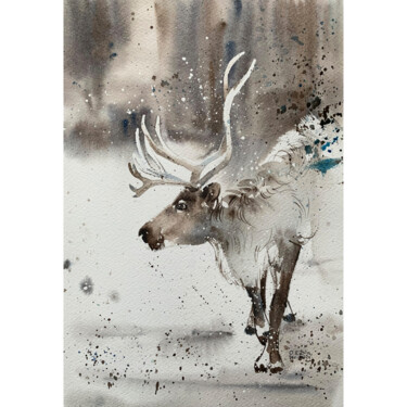 Peinture intitulée "L'hiver" par Olga Ezhova (Yamomoto), Œuvre d'art originale, Aquarelle Monté sur Carton