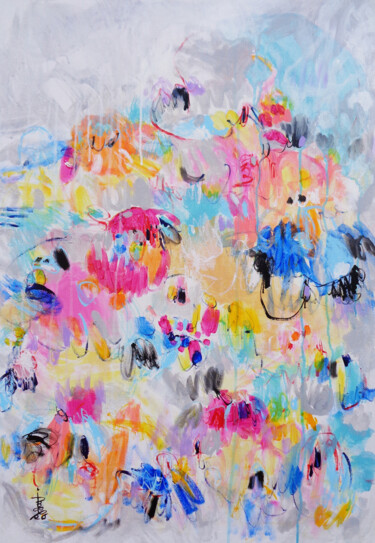 Peinture intitulée "Singing Softly" par Misako Chida, Œuvre d'art originale, Acrylique