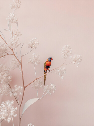 Arte digitale intitolato "Plumes & Regards  0…" da Alain Zenatti, Opera d'arte originale, Immagine generata dall'IA