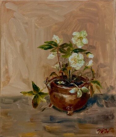 Painting titled "HELLEBORE" by Vera Klimova, Original Artwork, Oil